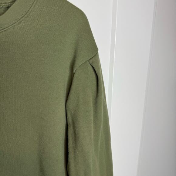 Madewell Pleat Sleeve Olive Green Pullover Sweatshirt Size Small - Picture 3 of 7